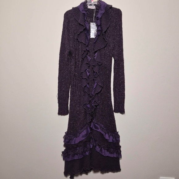 NWT Pretty Angel Silk Wool Blend Victorian Vamp Fairy Whimsigoth Maxi Cardigan L - Picture 7 of 11